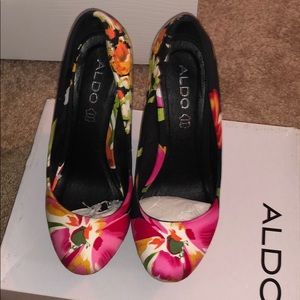 High Floral wedges